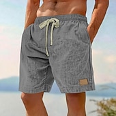 billiga Semester-Herr Shorts Sommarshorts Beach Shorts Ficka Elastisk midja Snörning Slät Komfort Andningsfunktion Knelängd Semester Helgdag Strand Semester Hawaiisk Svart Rodnande Rosa Oelastisk