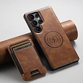 abordables Carcasas Samsung-teléfono Funda Para Samsung galaxia S25 Más S25 Ultra S24 Ultra S24 Plus S24 S23 S23 Ultra S23 Plus Funda Trasera Magnética Soporte de carga inalámbrica Caballete Retro TPU Cuero de PU