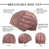 economico Parrucche da festa-Parrucca sintetica da donna, lunga, ondulata, nera, sfumata, rosa con frangia soffice, leggera, per feste in cosplay