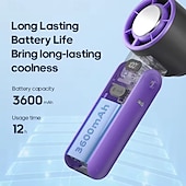 お買い得  携帯扇風機-屋外用折りたたみ式ポータブルハンドヘルドファンミニ冷却充電式3600mAh 100段階自由制御高速ターボファン