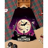 levne Dívčí halloweenské kostýmy-předvečer Všech svatých Girls &#039; 3D Zvíře Dýně Šaty Dlouhý rukáv Léto Jaro Dovolená Denní Princeznovské Krásná Sladký Děti 4-12 let Volnočasové šaty Áčkové šaty Délka ke kolenům Běžný