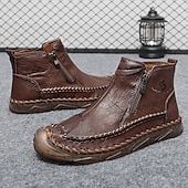 abordables Bottines-Bottines zippées faites main pour hommes pour un confort quotidien – bottes de marche décontractées de style vintage pour les voyages d&#039;automne et les aventures urbaines