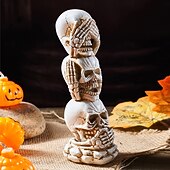  Halloween-deko se inget ont, hör inget ont, tala inget ont dödskallefigurer, moderna staplade hartsskelettstatyer för hemmet, baren och Halloween-festdekorationer