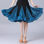 abordables Ropa de baile latino-Baile Latino Faldas Plisado Color Puro Corte Mujer Rendimiento Entrenamiento Cintura Alta Poliéster