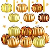 billiga Halloweenhängande och bordsdekorationer-12 st hängande halloweenpumpornamenter mini-thacksgivingbollar för hösten, handmålade pumpakulor för julgran, heminredning, juldekoration eller höstbordsdekoration