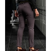 preiswerte Schlank-Herren Anzughose Slim Fit Hose Chinos Tasche Knöpfe Einfach Komfort Formell Party Arbeit Mode Klassicher Stil Schwarz Dunkelblau Mikroelastisch