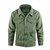 abordables Vestes Cargo-Homme Veste Légère Veste Décontractée Veste en Jean Vacances Quotidien Avec Poches Automne Hiver Uni Mode Classique Revers Régulier Noir Marron Vert Bleu de minuit Bleu clair Veste