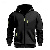 economico felpe con cappuccio da uomo di base-Per uomo Felpa con cappuccio Felpa con cappuccio a zip intera Nero Bianco Vino Blu marino Blu Reale Con Cappuccio Semplice Con zip Tasca Sport &amp; Outdoor Quotidiano Ferie Poliestere Streetwear