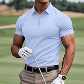 abordables Polo classique pour homme-Homme Polo Polo quart de zip Occasionnel Sports Revers Zip quart Manche Courte Mode Basique Uni Quart de zip Été Printemps Coupe Standard Vert Armée Vin Noir Blanche bleu marine Bleu Roi Polo