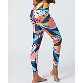 abordables Leggings y mallas de yoga-Mujer Leggings Capri Mallas Leggings de Yoga Control de barriga Alta cintura Gimnasio De Deporte Pilates Prendas de abajo Estampado Negro Amarillo Azul Otoño Deportes Ropa de Deporte Ajuste ceñido