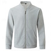 economico Giubbotti Casual-Per uomo Giacca Leggera Giacca a nido d&#039;ape Giacca Casual Vacanza Quotidiano Traspirante Tasca Primavera Autunno Semplice Moda Classico Collo alla coreana Regolare Nero Bianco Blu Cachi Grigio Giacca