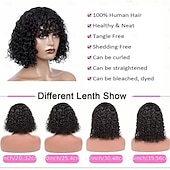 cheap Human Hair Capless Wigs-Curly Human Hair Wig With Bangs 100% Brazilian Human Hair Curly Wigs Scalp Full Machine Made Wig for Black Women L Curly Wigsn Human Hair Natural Color