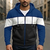 abordables sudaderas basicas hombre-Hombre Sudadera Sudadera con capucha y cremallera completa Sudadera Con Capucha Blanco Rojo Azul Piscina Caqui Con Capucha Plano Retazos Deporte Diario Ropa de calle Ropa de calle Fresco Design