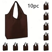 preiswerte Gepäck- und Reiseaufbewahrung-10 wiederverwendbare, faltbare Einkaufstaschen, strapazierfähige, waschbare Tragetaschen aus Polyester mit stabilen Griffen, leuchtende Farben, umweltfreundliche Einkaufstaschen für den täglichen