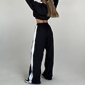 رخيصةأون بدلات رياضية-نسائي بدلة رياضية بنطلونات بنطلون رياضي رباط جيب ألوان متناوبة أطقم ملابس رياضية الربيع أسود أحمر الصالة الرياضية تدريب ركض خصر عالي ضد الهواء خفة الوزن رطوبة فتل كم طويل رياضة ألبسة رياضية مرن نسبياً