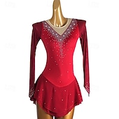 abordables Vestidos de Patinaje Artístico-Vestido de patinaje artístico Mujer Chica Patinaje Sobre Hielo Vestidos Morado Retazos Malla Alta elasticidad Entrenamiento Competición Ropa de Patinaje Clásico Cristal / Strass Manga Larga Patinaje