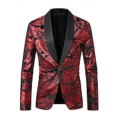 preiswerte Herren Klassische Blazer-Herren Blazer Geschäft Cocktailparty Hochzeitsfeier Mode Lässig Frühling Herbst Polyester Grafisches T-Stück Knöpfe Bequem Einreihig Blazer Rote