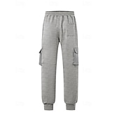 cheap Cargo-Men's Cargo Sweatpants Sweatpants Joggers Trousers Waffle Pants Drawstring Elastic Waist Multi Pocket Plain Comfort Daily Sports Outdoor Fashion Casual Wine Khaki Micro-elastic