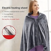 cheap Household Appliances-USB Rechargeable Heating Blanket Flannel Single Warm Shawl Three-speed Temperature Adjustment Suitable for Office Lunch Break Outdoor Travel Car Travel and Keeping Warm