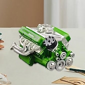 billiga Skulpturer-V8-motor hartsprydnad bensin liten blockmotor modellbyggsatser invecklad växeldesign motorfigur skulptur hantverk för skrivbord bokhylla dekoration