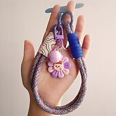 abordables Cordons et dragonnes pour téléphone-Corde courte imprimée pour téléphone portable, pendentif fleur, corde tissée courte à double usage, corde de suspension robuste pour voyage en plein air pour hommes et femmes