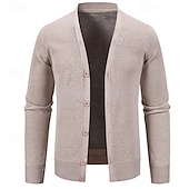 voordelige heren vest trui-Voor heren Vest Trui Vest Bijgesneden vest trui Bijgesneden trui Geribd breien Normale tops Dichtknopen Gebreid Effen / effen kleur V-hals Stijlvol Casual Alledaagse kleding Uitgaan Kleding Herfst