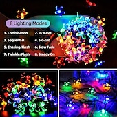 abordables Guirlandes lumineuses led-Guirlande lumineuse solaire en forme de cerisier, 12 m, 100 LED, luminaire décoratif d&#039;extérieur, idéal pour Noël, un mariage, une cour, un balcon ou une clôture, idéal pour Halloween