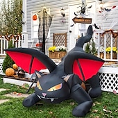 abordables Halloween en Plein Air-1 modèle gonflable de chat noir d&#039;Halloween de 2,4 m avec lumière pour une atmosphère de fête d&#039;horreur et étrange à l&#039;intérieur et à l&#039;extérieur d&#039;Halloween