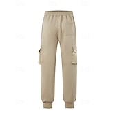 cheap Cargo-Men's Cargo Sweatpants Sweatpants Joggers Trousers Waffle Pants Drawstring Elastic Waist Multi Pocket Plain Comfort Daily Sports Outdoor Fashion Casual Wine Khaki Micro-elastic