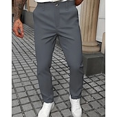 abordables Delgado-Hombre pantalones de traje Pantalones Chinos Bolsillo Botones Plano Comodidad Formal Fiesta Trabajo Moda Estilo clásico Negro Blanco Microelástico