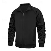 economico Giubbotti e cappotti da uomo-Per uomo Giacca in Pile Giacca Casual Vacanza Quotidiano Traspirabilità Tasca Primavera Autunno Semplice Moda Classico Collo alla coreana Regolare Nero Cachi Verde militare Grigio Giacca