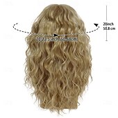 voordelige Historische pruiken-20 inch 80s rockpruiken voor mannen en vrouwen pruik lange blonde pruik met pony 1980s kostuum halloween blonde krullende golvende pruiken mullet rocker disco punk stijl