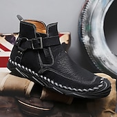 billiga Stövlar-Herr retro läderstövlar med spänne, bekväma loafers för vardagliga utflykter, bilkörning och höstmode