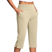 billige Vanlige leggings-Dame Bukser Fritid Treningsklær Kalv lengde Naturlig عادي Sidelommer Delt comfy Pustende Yoga- og dansesko Fritid / hverdag Sjøblå Svart Hvit Rosa Vår Høst Normal