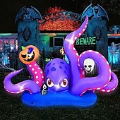 economico Piscine per bambini-gonfiabile gigante a forma di polpo di Halloween con zucca e teschio, decorazione per esterni a LED