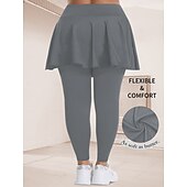 abordables Leggings lisos-Mujer Tallas Grandes pantalones Polainas Mallas De Deporte Longitud total Cintura Media Plano Bolsillos laterales 2 en 1 Confortable Levantamiento de tope Control de barriga Yoga Casual Diario Gris