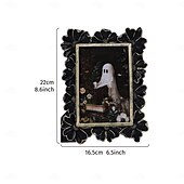 abordables Décorations Suspendues et de Table pour Halloween-Cadre photo en résine gothique d&#039;Halloween, motif marguerite 3D noir et or, cadre d&#039;affichage photo rectangulaire pour la décoration intérieure, support photo chaud de bureau, utilisation horizontale