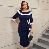 cheap Dresses-Retro Vintage 1950s 1960s Midi Pencil Dress Plus Size Fancy Dress Women's Formal Office / Career Party &amp; Evening Adults Dress Spring &amp; Summer