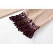 levne Boho šaty-Dámské Midi šaty Boho šaty Šaty s potiskem Westernové šaty Módní Moderní Venkovní Dovolená Běžný Květiny Dlouhý rukáv Do V Khaki Léto