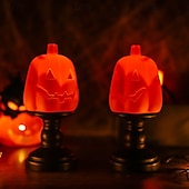 billige Halloween rekvisittbelysning-2 stk. halloween gresskarlykt hjemdekorasjon rekvisitter elektronisk stearinlys spøkelsesfestival festartikler bar hjemsøkt husdekorasjoner nattlys svart katt hodeskalle øyeeplelys