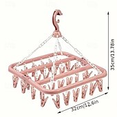 economico Organizzazione spazi-Appendiabiti girevole in plastica con 32 clip, stendibiancheria pieghevole salvaspazio per calzini e biancheria intima. &amp;piccoli oggetti, accessori per lavanderia per camera da letto, bagno, armadio