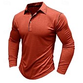preiswerte Klassisches Poloshirt für Herren-Herren Golfshirt Golf Poloshirts Arbeit Lässig Revers Langarm Basic Modern Einfach Knöpfe Frühling Herbst Normale Passform Weiß Gelb Orange Armeegrün Grau Golfshirt