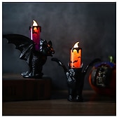 billige Halloween innendørs-1 stk halloween flaggermus glødende led elektronisk stearinlys simulering stearinlysholder dekorasjonslys innendørs og utendørs feststemning dekorasjonslys lilla oransje