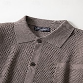 preiswerte Herren Strickjacke-Herren Pullover Strickjacke Gerippt Stricken Normale Oberteile Gestrickt Einfach Umschlagkragen Klassisch Moderne zeitgenössische Lässig Alltagskleidung Bekleidung Frühling &amp; Herbst Kaki Kaffee M L XL