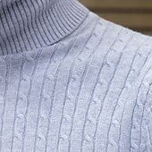 billiga tröja för män-Herr Pullover tröja Stickad tröja Ribbad Kabel Sticka Vanliga toppar Stickat Slät Polokrage Mode Ledigt Semester Dagliga kläder Kläder Höst vinter Kamel Vin M L XL