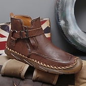 billiga Stövlar-Herr retro läderstövlar med spänne, bekväma loafers för vardagliga utflykter, bilkörning och höstmode