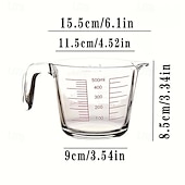 levne Kuchyňské náčiní a pomůcky-Odměrka z žáruvzdorného skla o objemu 16,91 oz s rukojetí, velkokapacitní, vhodná do mikrovlnné trouby a trouby, kuchyňský hrnek na pečení s odměrkami