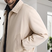 economico Giubbotti Casual-Per uomo Giacca Leggera Giacca Casual Vacanza Quotidiano Tasca Primavera Autunno Semplice Moda Classico Bavero Regolare Nero Blu marino Beige Giacca
