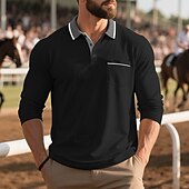 preiswerte Klassisches Poloshirt für Herren-Herren Golfshirt Golf Poloshirts Arbeit Lässig Revers Kurzarm Basic Modern Farbblock Knöpfe Frühling Herbst Normale Passform Aprikose Schwarz Weiß Gelb Rote Marineblau Golfshirt