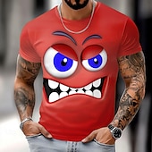 abordables T-shirts 3D-Homme 3D Visage humain T-shirt Manche Courte T-shirt Impression 3D Col ras du cou Chemise Exagéré Designer Soirée Rue Occasionnel Noir Rouge Bleu Été Printemps Toutes saisons Vêtement Tenue S M L XL